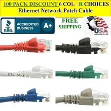 100 PACK 3 Ft Cat5e Ethernet Network Computer Patch Cable for PC, XBOX, PS3, PS4 picture