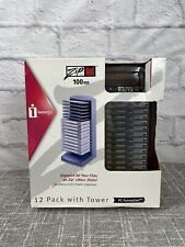 Iomega Zip 100MB 16 Disks Storage Tower NIB PC Formatted Data Storage Clear Vtg picture