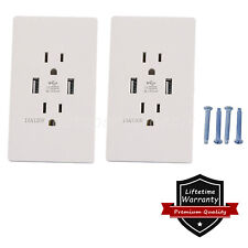 Dual USB Wall Outlet Port 15A Power Socket Charger AC Receptacle Plate Panel 110 picture