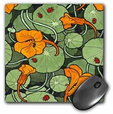 3dRose Art Nouveau Orange Nasturtium Flowers with Ladybirds MousePad picture