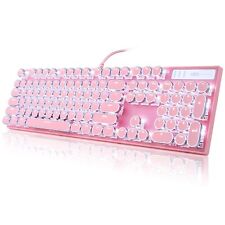 Camiysn Typewriter Style Mechanical Gaming Keyboard, Pink Retro Punk Gaming Keyb picture