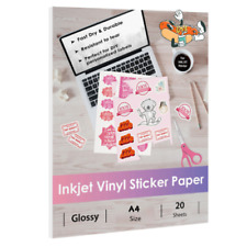 🧸Printable Vinyl Sticker Paper Waterproof Glossy White A4 Size Inkjet Laser picture
