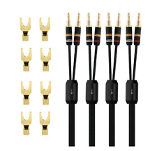 Pair HiFi Audio Speaker Cable Loudspeaker Wire W/ Banana+Y Spade Plug Connectors picture