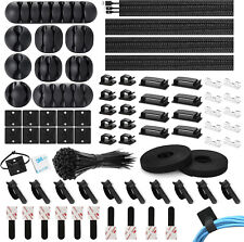 173 Pcs Cable Management Kit Wire/Cord Organizer Zip Ties Holder Clips Adhesive picture