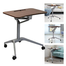 Height Adjustable Mobile Laptop Desk Rolling Table Cart Computer Stand Holder US picture