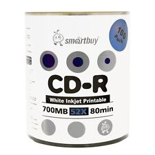Smartbuy CD-R 52X 700MB/80Min White Inkjet Hub Printable Blank Media Record Disc picture