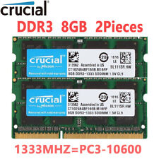 Crucial 16GB Kit 2 x 8GB DDR3 1333 MHz PC3-10600 Laptop RAM Sodimm Memory 1.5V picture