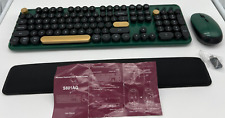 UBOTIE Green/Gold Wireless Keyboard, Mouse, and Wrist Rest - NEW picture