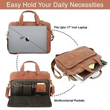 Buffalo Leather Laptop Messenger Office College Satchel Briefcase Bag for Gift picture