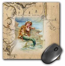 3dRose Print of Vintage Map Outer Banks With Mermaid MousePad picture