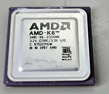 AMD-K6-233ANR 233MHZ CPU AMD-K6 3.2V CORE 3.3V I/O, Vintage, Rare 1997, GOLD picture