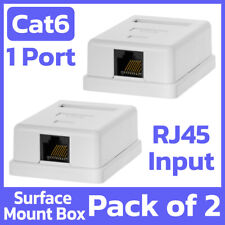 2 Pack RJ45 Surface Mount Box 1 Port Wall Mount Cat6 Ethernet Connector - White picture