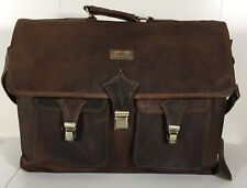  Vintage Handmade Leather Laptop Messenger Bag 18 inch Rustic Brown office Bag  picture