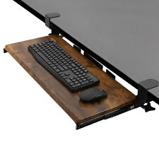 VIVO Rustic Vintage Brown Clamp-on Keyboard and Mouse Under Desk Slider Tray picture