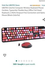 UBOTIE Colorful Computer Wireless Keyboard Mouse Combo 104 Round Key Pastel Pink picture
