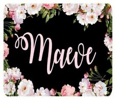 Personalized Black Pink Floral Mouse Pad Neoprene Custom Monogrammed Mousepad picture