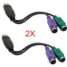2x Dual PS/2 PS2 Female to USB Male Cable Adapter Converter For Keyboard Mouse picture