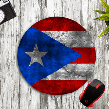 PUERTO RICO FLAG DESIGN ROUND PC GAMING MOUSE PAD MAT HOME SCHOOL OFFICE GIFT picture