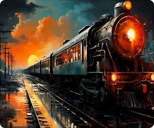 NIght Train Locomotive Steam Engine 1880  Mousepad Computer Mouse Pad  7 x 9 picture