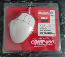 NEW NOS - Vintage COMP USA - White Ergo Mouse PC W/ Mouse Pad - 3 Button - 9-Pin picture