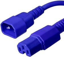 10 PACK LOT 10ft IEC C14 - C15 Blue Power Cord 14AWG 15A/1875W 100-250V 3M picture