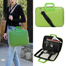 Green Semi Hard Leather Travel Laptop Case For 13