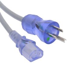 10 Ft Hospital Grade Power Cord NEMA5-15P to C13 SJT 18/3 Clear Blue picture