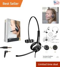 Lightweight Wired Mono Headset with Replacement Parts and Retractable Cable picture