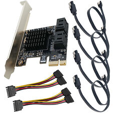 PCI-e X1 to SATA III 4 Port Expansion Adapter Desktop PC Data Power Cable Kit picture