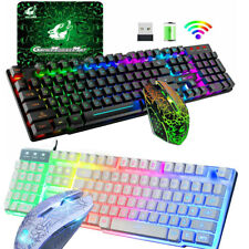 Wireless / Wired Gaming Keyboard Mouse Combo For PC PS4 LED Backlit Rechargeable picture