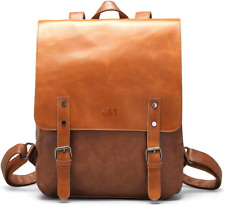 LXY Vegan Leather Backpack Vintage Laptop Bookbag for Women Men, Brown  picture