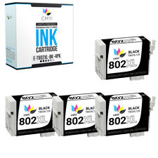 4PK 802XL Black Ink Cartridge for Epson T802XL 802 XL Workforce Pro EC WF EC4020 picture