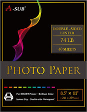 A-SUB Premium Double Sided Photo Paper Luster 8.5 x 11 Inch 74lb for Inkjet 40 picture