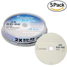 50 Pack Smartbuy 2x 25GB Blue Blu-ray BD-RE Rewritable Branded Logo Blank Disc picture