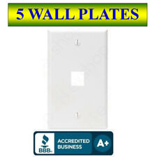 5 PACK Wall Plate 1 Port White Keystone Jack for RJ45 HDMI, USB, A/V Connectors picture