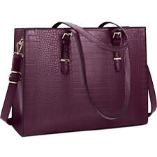 Women's Leather Laptop Bag Fits 15.6 inch laptop tote wine briefcase READ picture