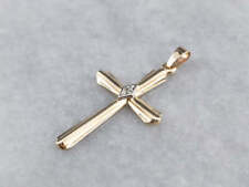 Diamond Two Tone Gold Cross Pendant picture
