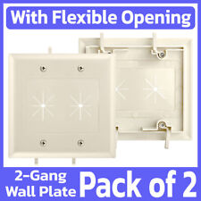 2 Pack 2-Gang Split Wall Plate with Flexible Opening Almond Cable Pass Faceplate picture
