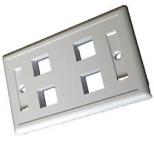4 Port Keystone Faceplate in White with Designation Window Cat5 Cat6 RG6 25 Pcs picture