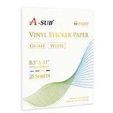 A-SUB Printable Vinyl Glossy Sticker Paper for Inkjet Printer Cricut  25 Sheets picture