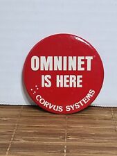 Vintage Corvus Systems Omninet Is Here Button Pin 3 In picture