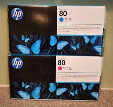 Sealed New Genuine HP 80 C4821A Cyan, C4822A Magenta Ink Cartridges DesignJet picture
