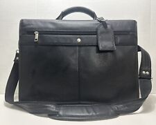 Black Leather Six Compartment Padded Laptop/Briefcase by Lion Leather Products picture