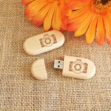 Personalized Oval Wood USB Flash Drive Only Add Your Texts or Name on USB picture