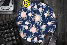 Blush and Navy Floral #2 Round Mouse Pad Mousepad picture