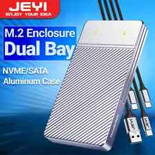 JEYI Dual Bay M.2 NVMe SATA SSD Enclosure, USB 3.2 Gen 2 10Gbps Aluminum Case  picture