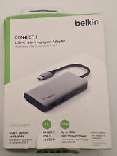 Belkin CONNECT USB-C 4-in-1 Multiport Adapter-Gray, 1 4K HDMI, 1 USB-C 2x USB-A  picture