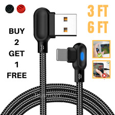 Braided 90 Degree USB Charger Charging Cable 3/6Ft For iPhone 14 13 12 11 XR 8 7 picture