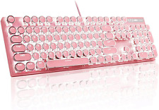 Magegee Typewriter Mechanical Gaming Keyboard, Retro Punk round Keycap LED White picture