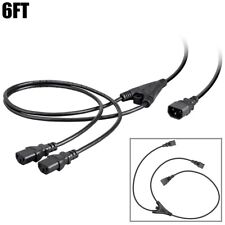 6FT IEC C14 To 2 IEC C13 Power Extension Cord Y Splitter Cable 10A 18AWG BLACK picture